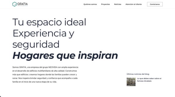 Gratia Constructora — web inmobiliaria — proyecto de desarrollo web por José Gaspard